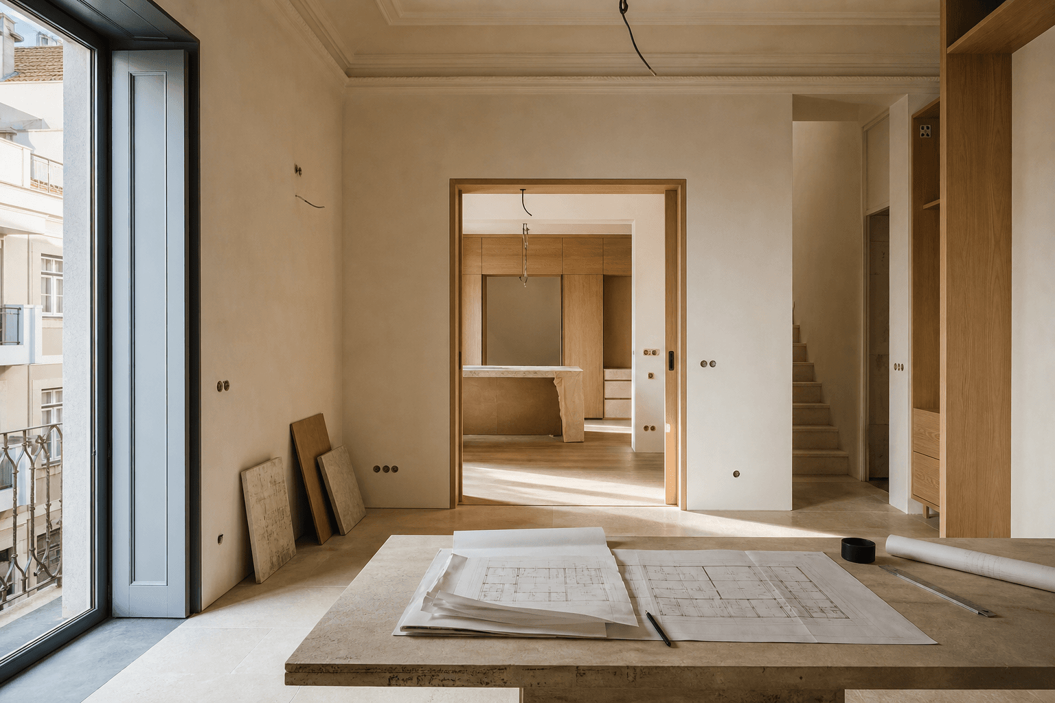 Interior lisboeta remodelado com materiais naturais